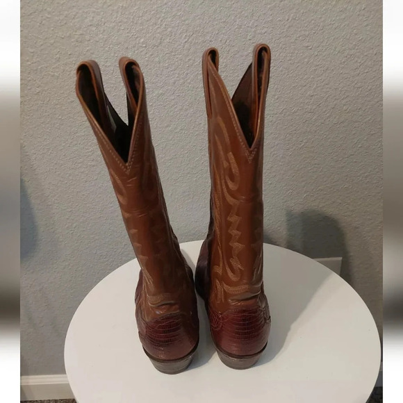 Justin Boots Men's 9B Exotic Lizard Brown Leather Pull-on pointed toe Western - Picture 4 of 6